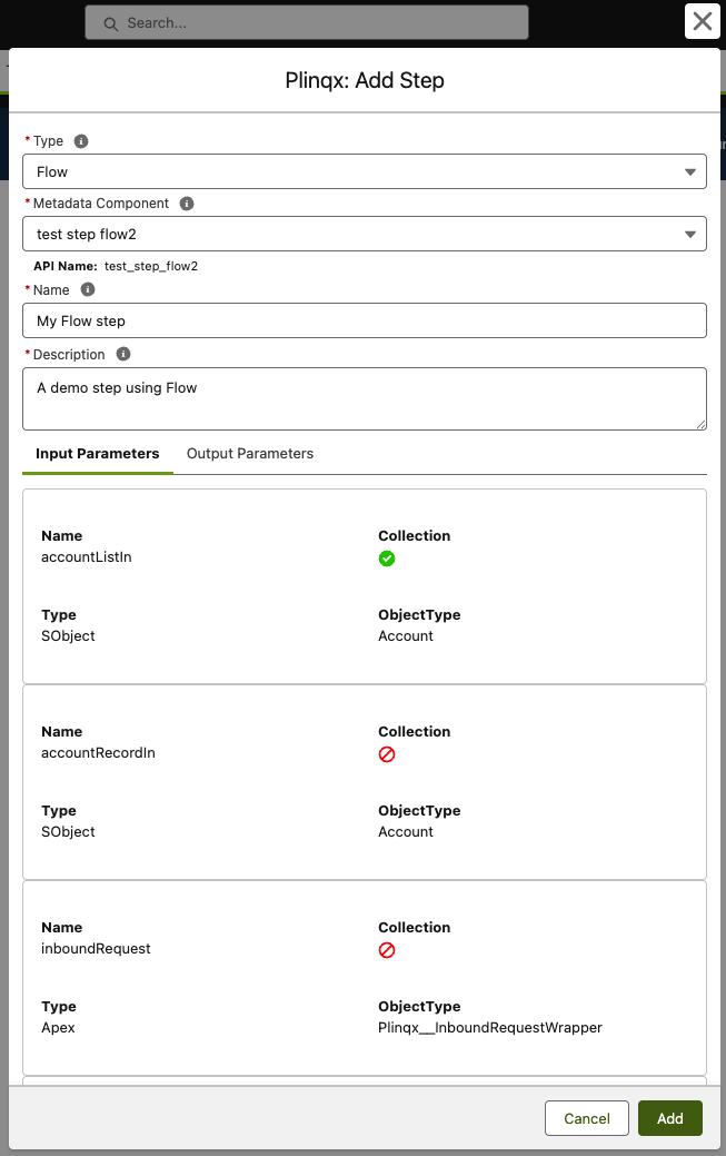 Parameters Tabs